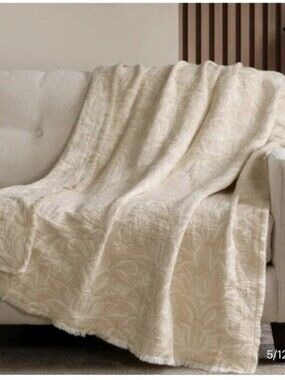 Reversible Cotton Throw Blanket 50x70, Brand New